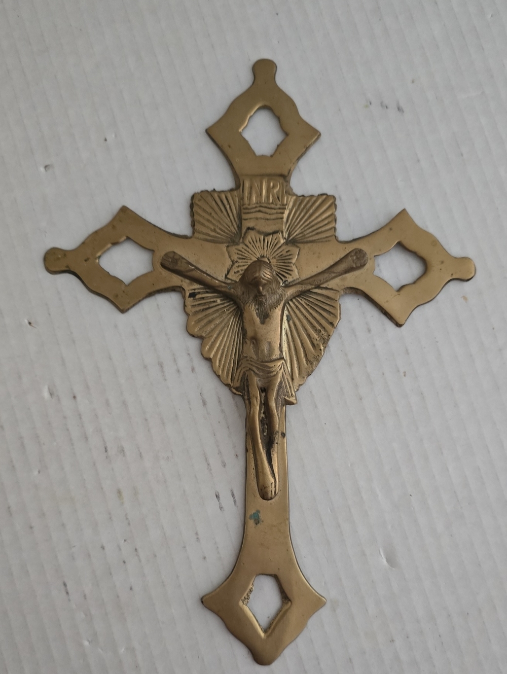Vintage Solid Brass Crucifix Cross Wall Hanging From India - Picture 2 of 16